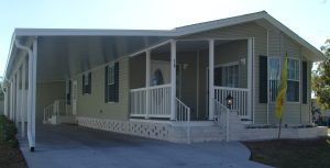 Side view of a carport and small stairs
