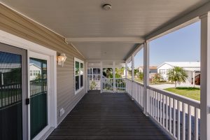 Inside view of a patio with stairs