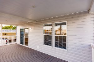Angled view from inside a patio deck