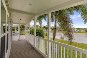 Angled view of a patio deck