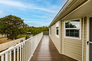 Side view of a patio deck