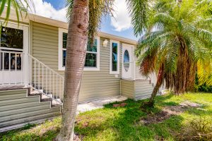 Side view of a house with stairs