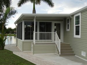 View of a screen room and stairs