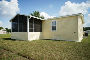 Back view of a house with a screen room