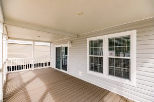 Angled view from inside a patio deck